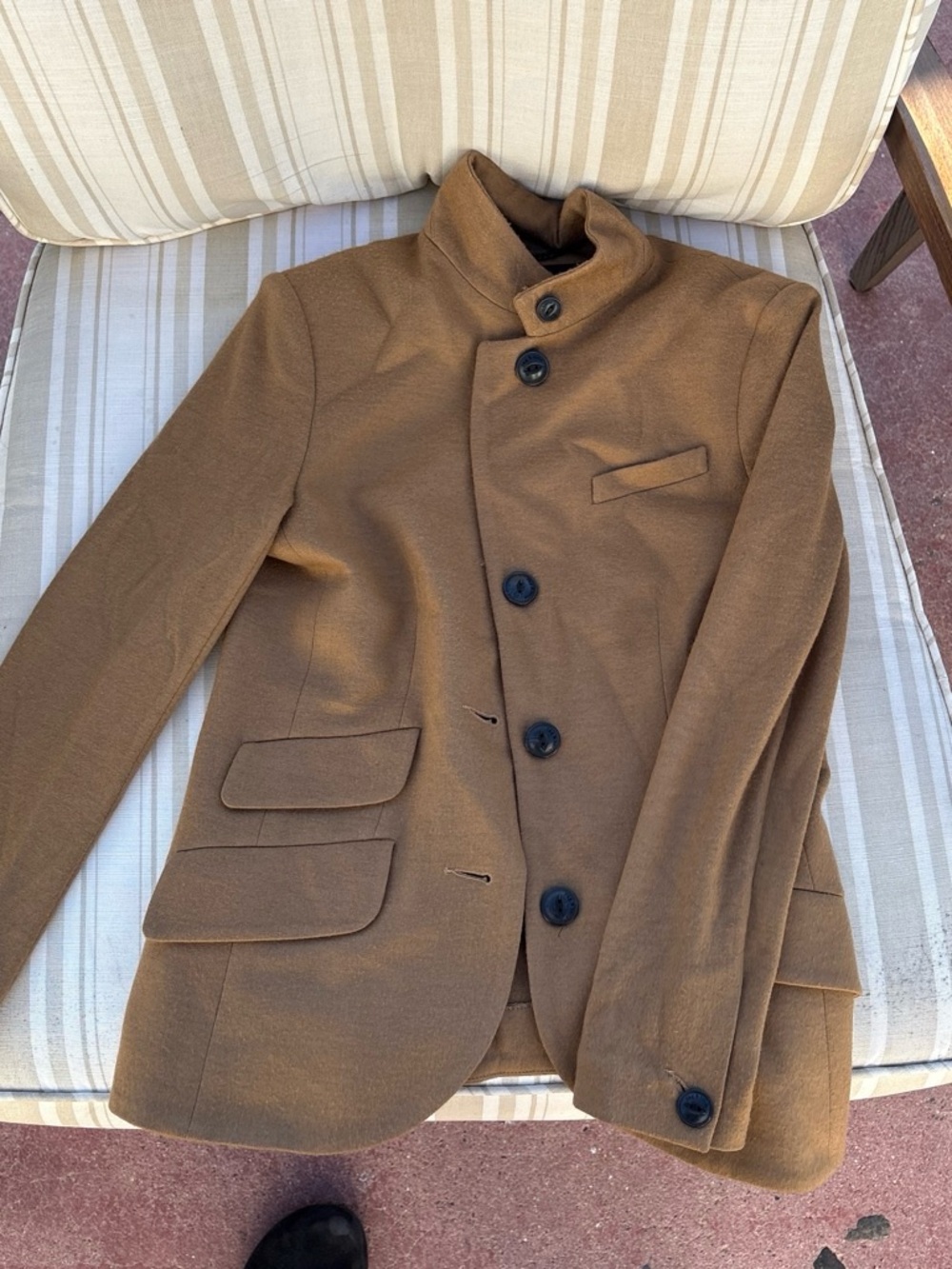 Men's Brown Wool-Blend Stand Collar Jacket rag & bone